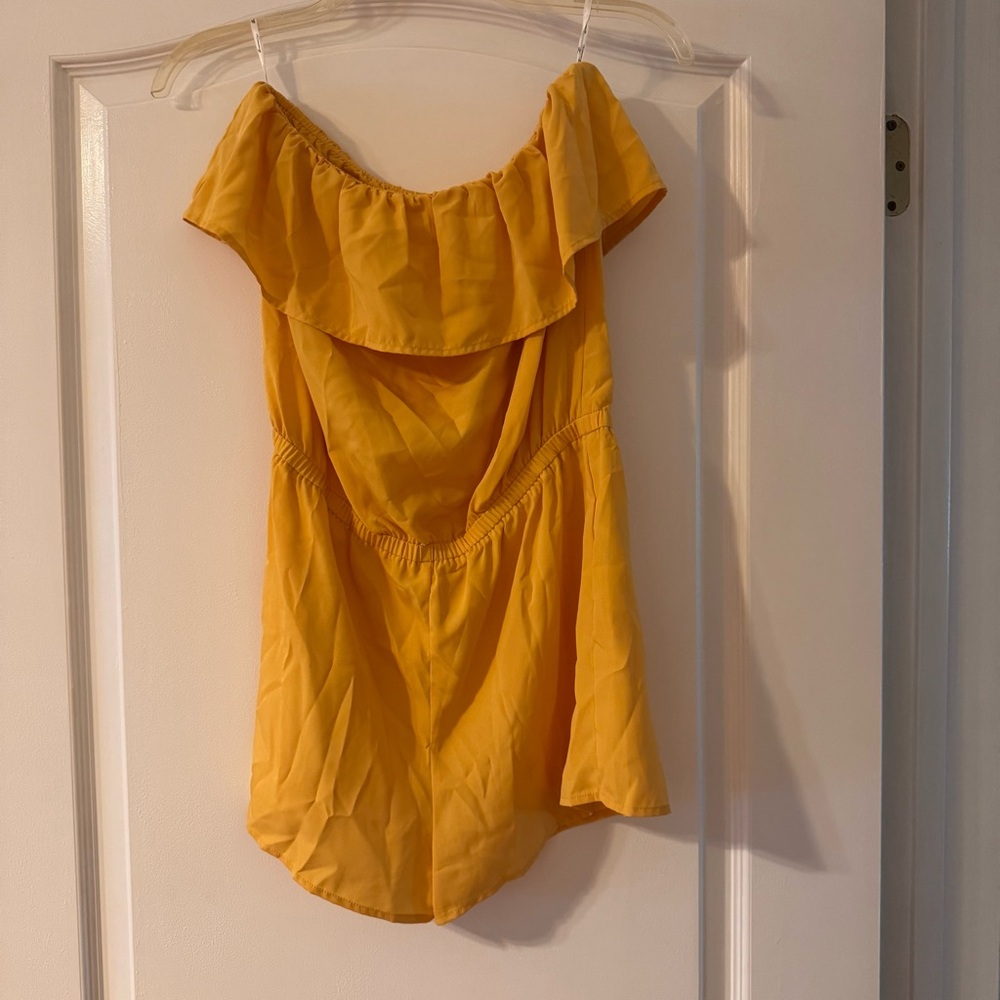 Forever 21 Yellow Off-Shoulder Ruffle Top